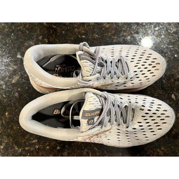 Brooks Glycerin 17 Shoes Womens Size 8 Gray Rose Gold Neutral Running Sneakers - Picture 7 of 11